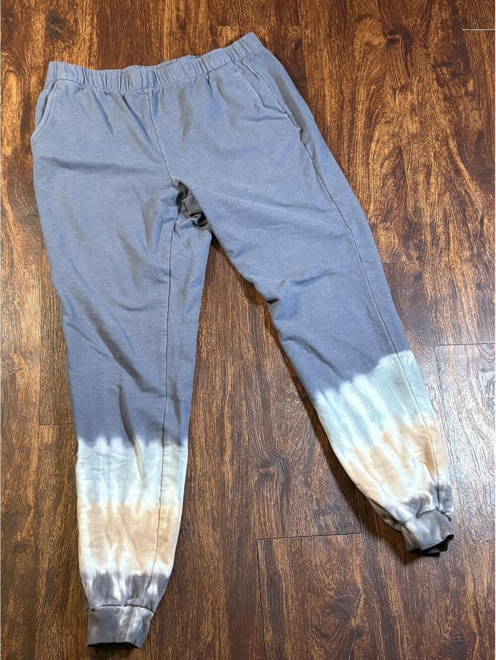 Time and Tru Tie Dye Jogger Sweatpants Gray Fleece Lounge Pants Size S